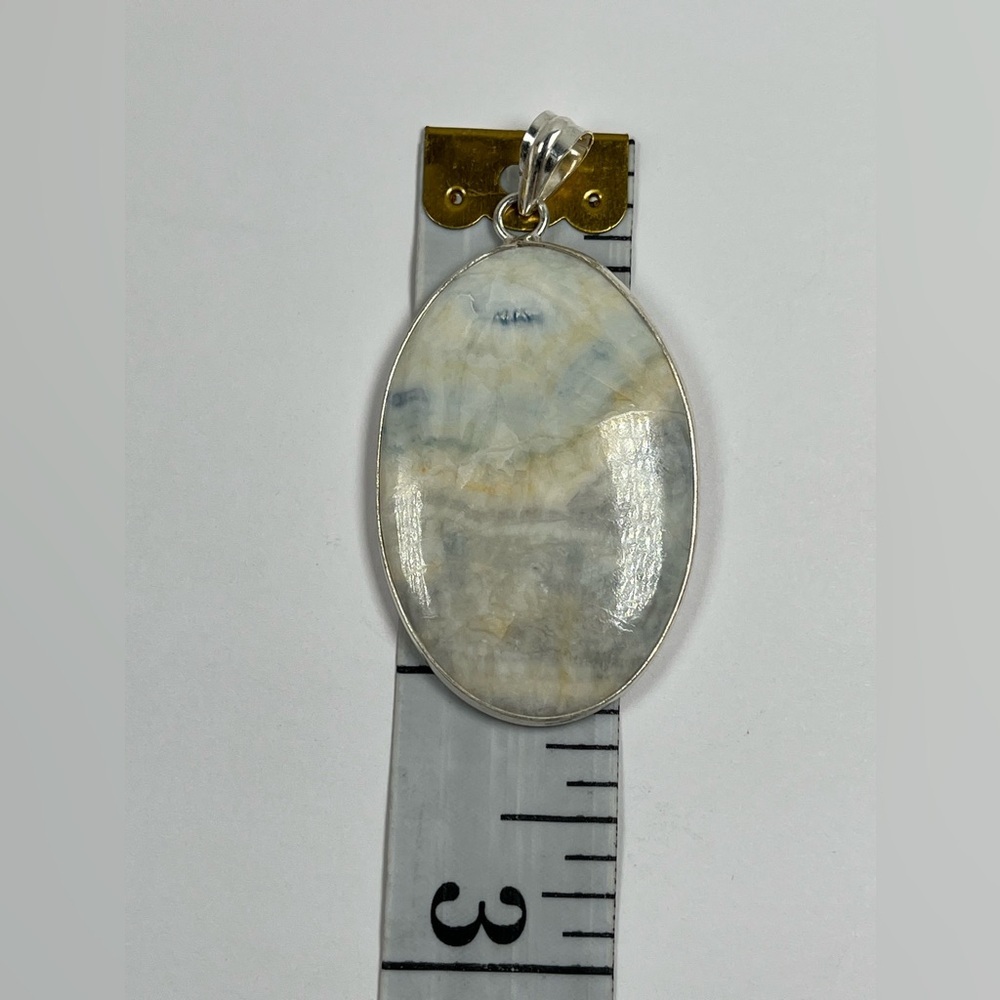 925 Sterling Silver Overlay Blue Rhodochrosite Gemstone Statement Pendant - Picture 4 of 8